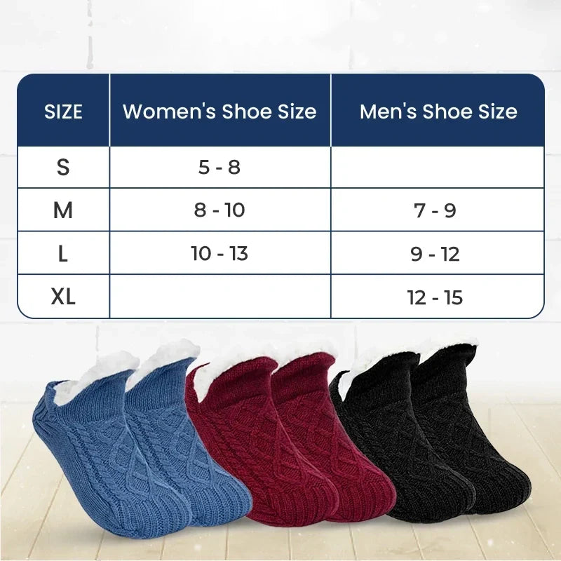 Fleece-Fodrade Halkfria Termiska Tofflor Sockor