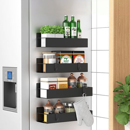 Magnetic Spice Organiser, svart organiserings- och förvaringsställ för kylskåp och ugn