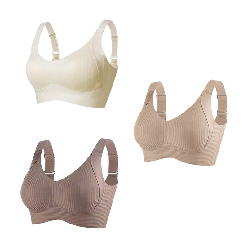 🎁Köp 1 Få 3 Förpackningar💕Ribbad Push Up Justerbar Trådlös BH för kvinnor