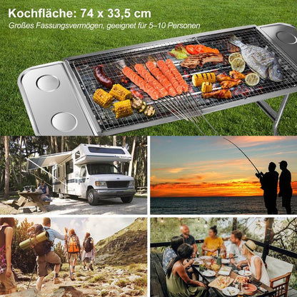 🔥 50 % RABATT! 🍖 Fällbar utomhusgrill i rostfritt stål – kompakt, tålig och perfekt för camping, trädgården och grillfester 🏕️