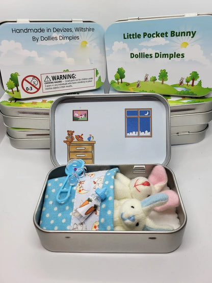 🐰 50% RABATT! 🎁 Mummy Bunny Mini Plyschfickask i Plåt – Söt Presentförpackning, Samlarbar & Perfekt för Påsken 🐣