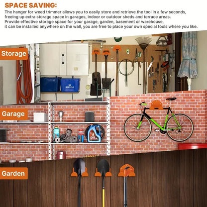 Garageorganisatör Vägghängare – Trädgårdsverktygsställ för Grästrimmer, Häcktrimmer & Garageverktyg