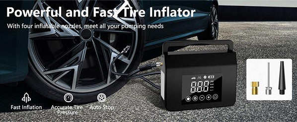 🚗Bärbar bilstartare med luftkompressor, 4000A bilstartare med batteri