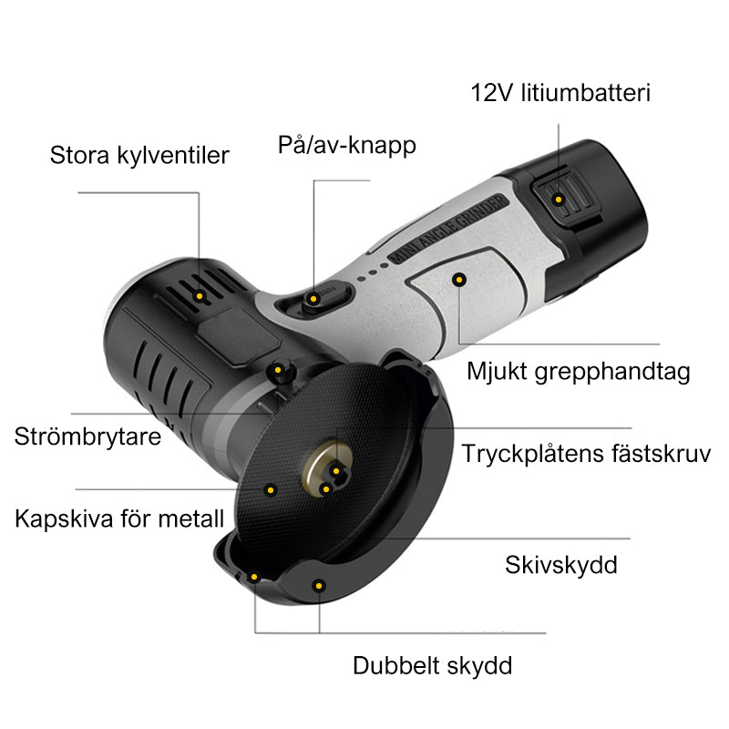 🔥12V mini vinkelslip med kapskiva🔥
