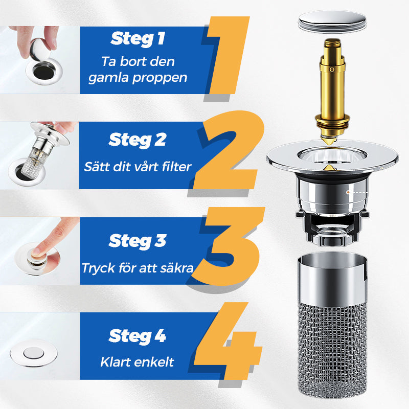 🚰 KÖP 1 FÅ 1 GRATIS! ✨ Universellt Avloppsfilter för Diskho – Fångar Upp Avfall, Enkel Installation & Snabb Rengöring 🛠️