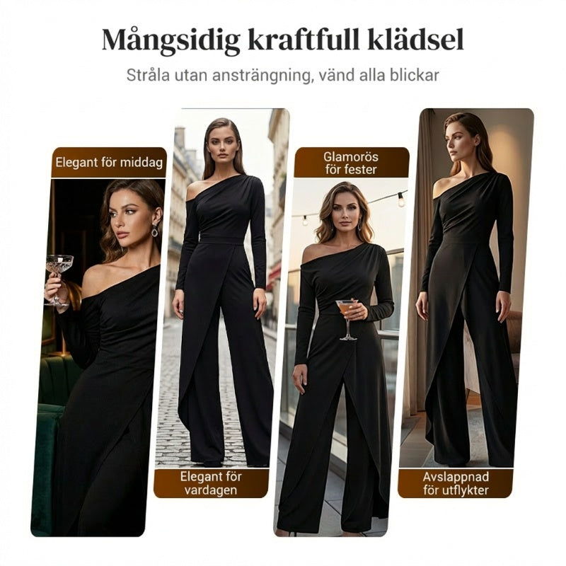 Elegant jumpsuit med én skulder for kvinner