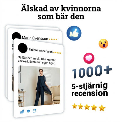 ✨60% RABATT – Charmigt set med oregelbunden topp 👗 Elegant set med vida byxor – Bekväma och perfekta för våren