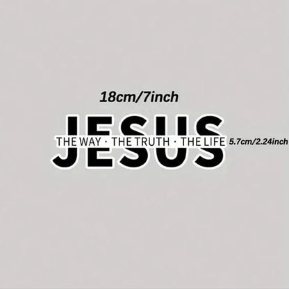 ✝️ Gratisgåvor kan inte skickas vid enskilda köp.✨ JESUS VINYL DECAL - "The Way, The Truth, The Life" Design, Weather-Resistant for Cars and Windows, Easy to Apply and Remove, Perfect for Faith Expression 🙏🚗