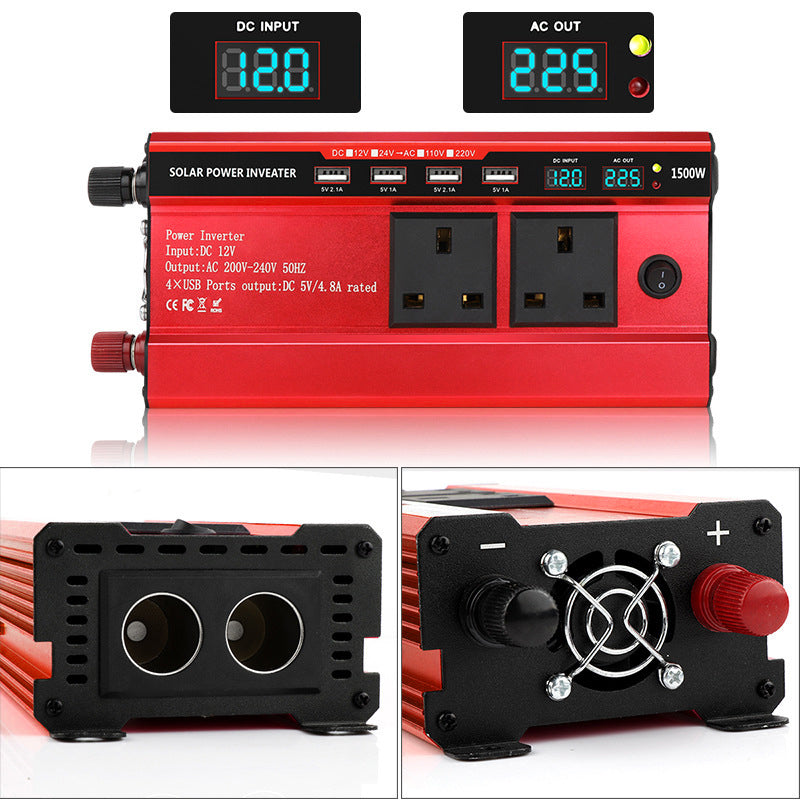 📢📢50 % RABATT!!!⏰1500 W bilomvandlare med 4 USB-portar