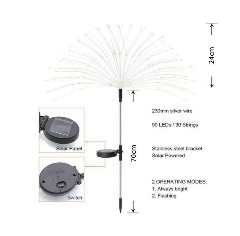 ✨Vattentät Solcellslampa – Fyrverkerieffekt, IP65 & 150 LED!✨