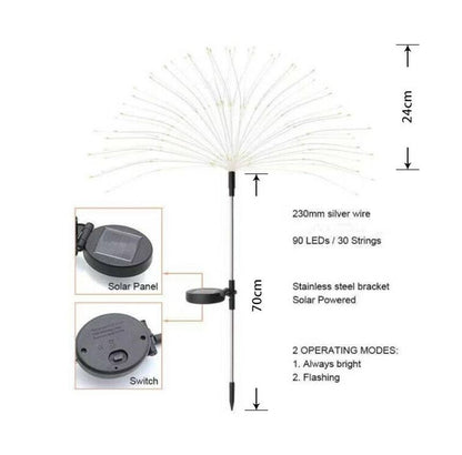 ✨Vattentät Solcellslampa – Fyrverkerieffekt, IP65 & 150 LED!✨
