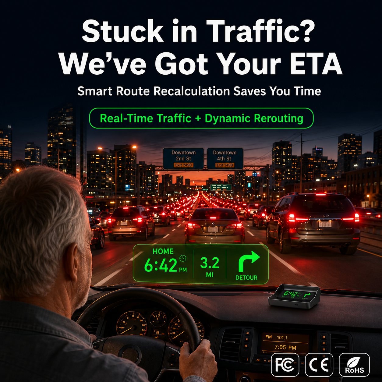 🚗 50% RABATT NU! Head-Up Display (HUD) med GPS – exakt hastighet i km/h– digital hastighetsmätare, kompass & överhastighetslarm – plug & play för alla fordon 📊✨
