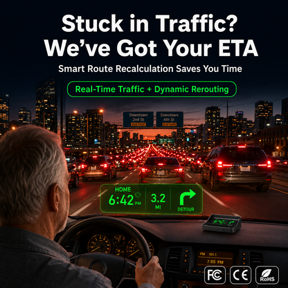 🚗 50% RABATT NU! Head-Up Display (HUD) med GPS – exakt hastighet i km/h– digital hastighetsmätare, kompass & överhastighetslarm – plug & play för alla fordon 📊✨