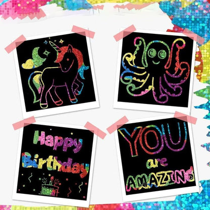 🎨 KÖP 2, FÅ 1 GRATIS! 🎅 DIY Rainbow Magic Scratch Paper Art Set (100 st) – Kreativt, Roligt & Perfekt Julklapp ✨