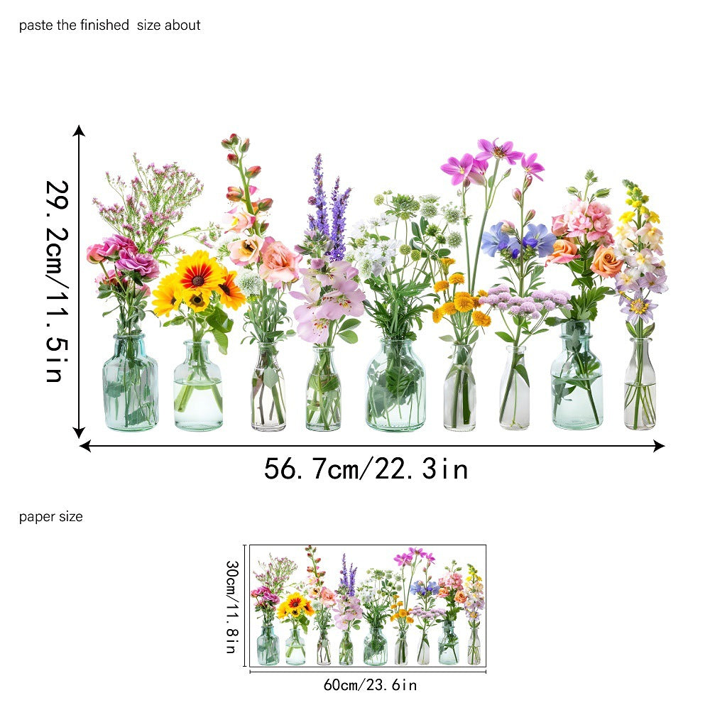 ✨SISTA DAGEN REA 50 % RABATT!💐Färgglad blomsterbukett fönsterdekal🖼️