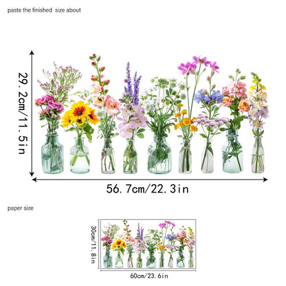✨SISTA DAGEN REA 50 % RABATT!💐Färgglad blomsterbukett fönsterdekal🖼️