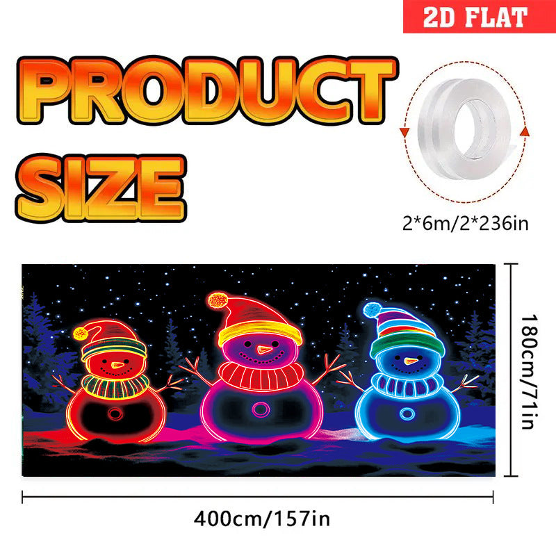 🎇🚪 UV-aktiverad julbanner för garageportar, lyser i mörkret🔥🎉