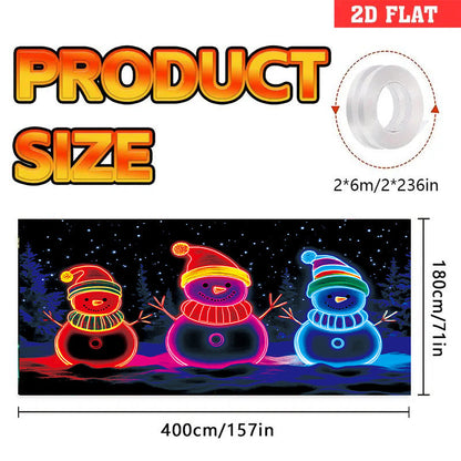 🎇🚪 UV-aktiverad julbanner för garageportar, lyser i mörkret🔥🎉