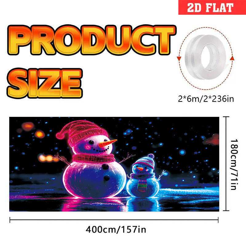 🎇🚪 UV-aktiverad julbanner för garageportar, lyser i mörkret🔥🎉