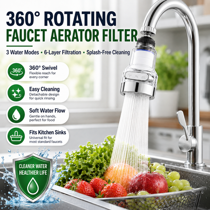 🚰 TIDSBEGRÄNSAT 50% RABATT! 💧 360° Kranfilter – Uppfriskande, Praktisk, Stänkfri ✨