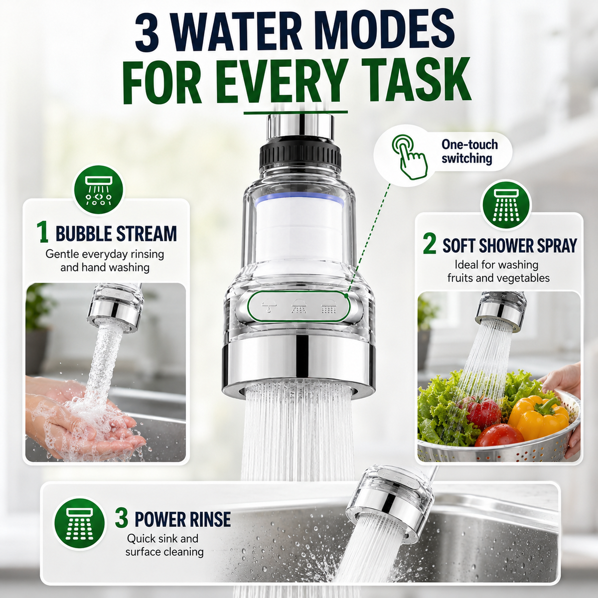 🚰 TIDSBEGRÄNSAT 50% RABATT! 💧 360° Kranfilter – Uppfriskande, Praktisk, Stänkfri ✨