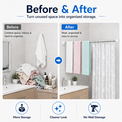 🧺 Spara 50 %! 🪜 Teleskopisk klädstång – utdragbar och platsbesparande ✨
