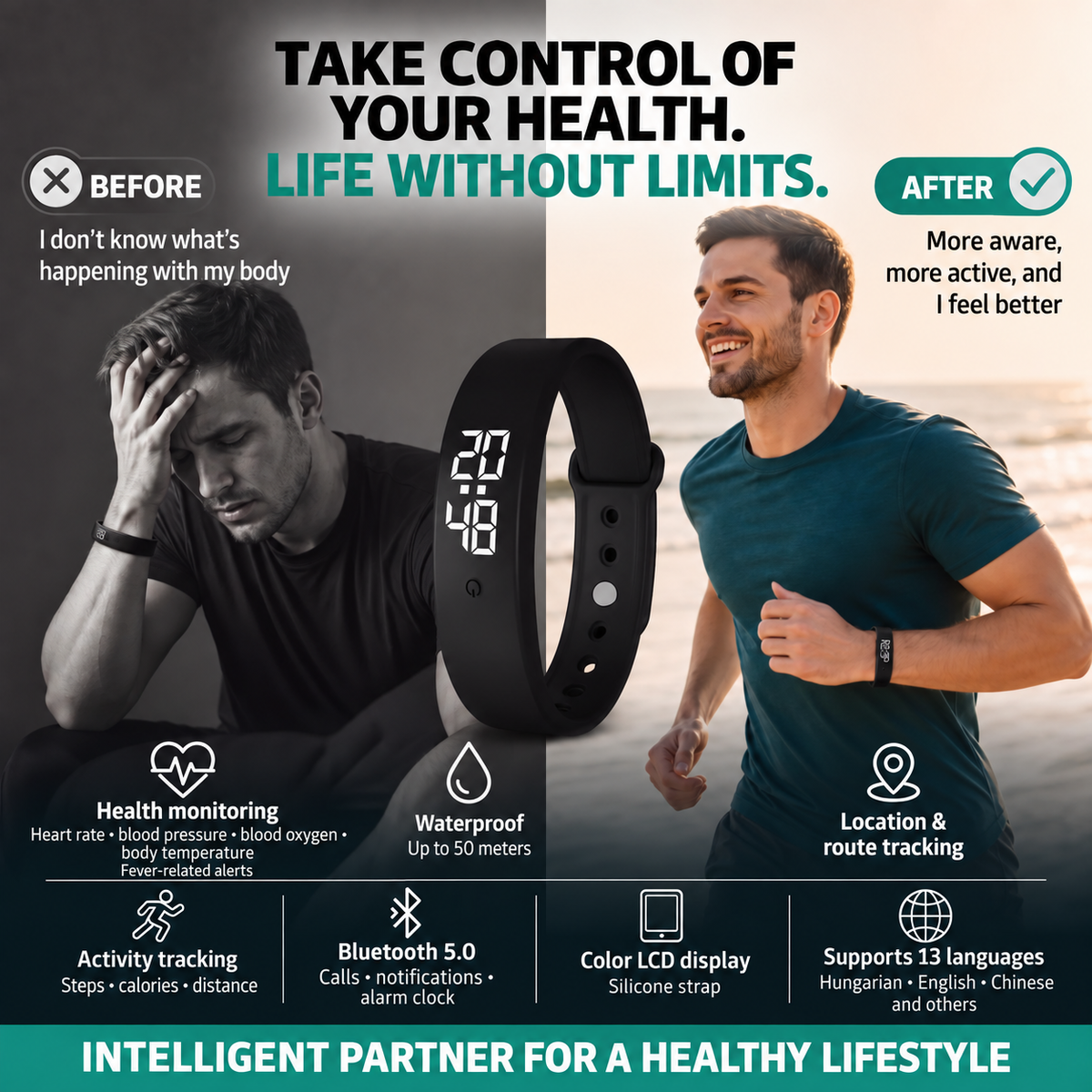 🔥🎁Nyhet 50 % RABATT🔥⌚ SmartSense-aktivitetsmätare – mäter kroppstemperaturen. Vattentålig ner till 50 meters djup – perfekt för träning och vardag! 💪🔥