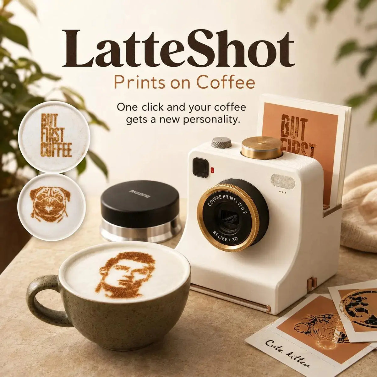 🔥 Retro kaffekonstkamera – Mekanisk latte-schablonpress