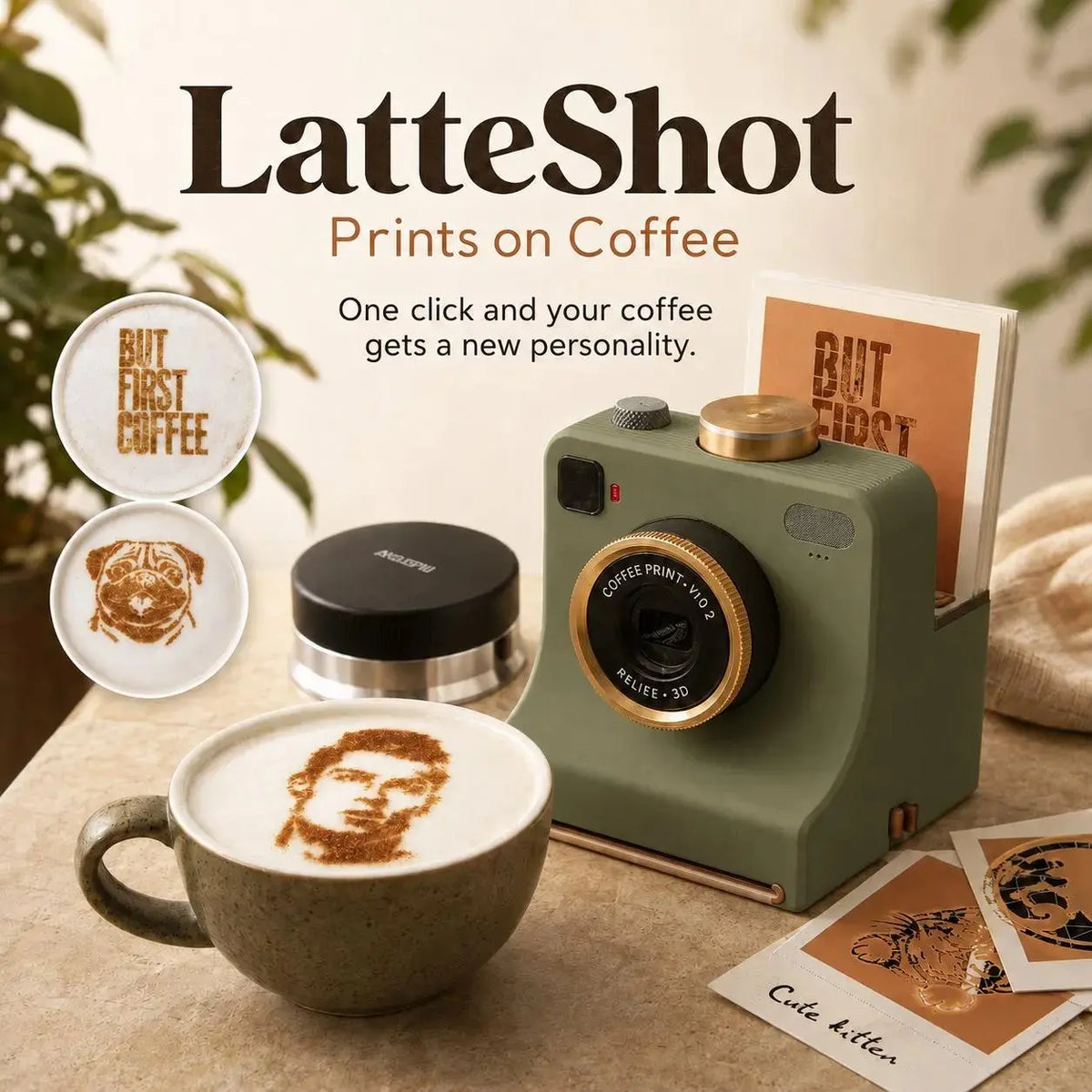 🔥 Retro kaffekonstkamera – Mekanisk latte-schablonpress