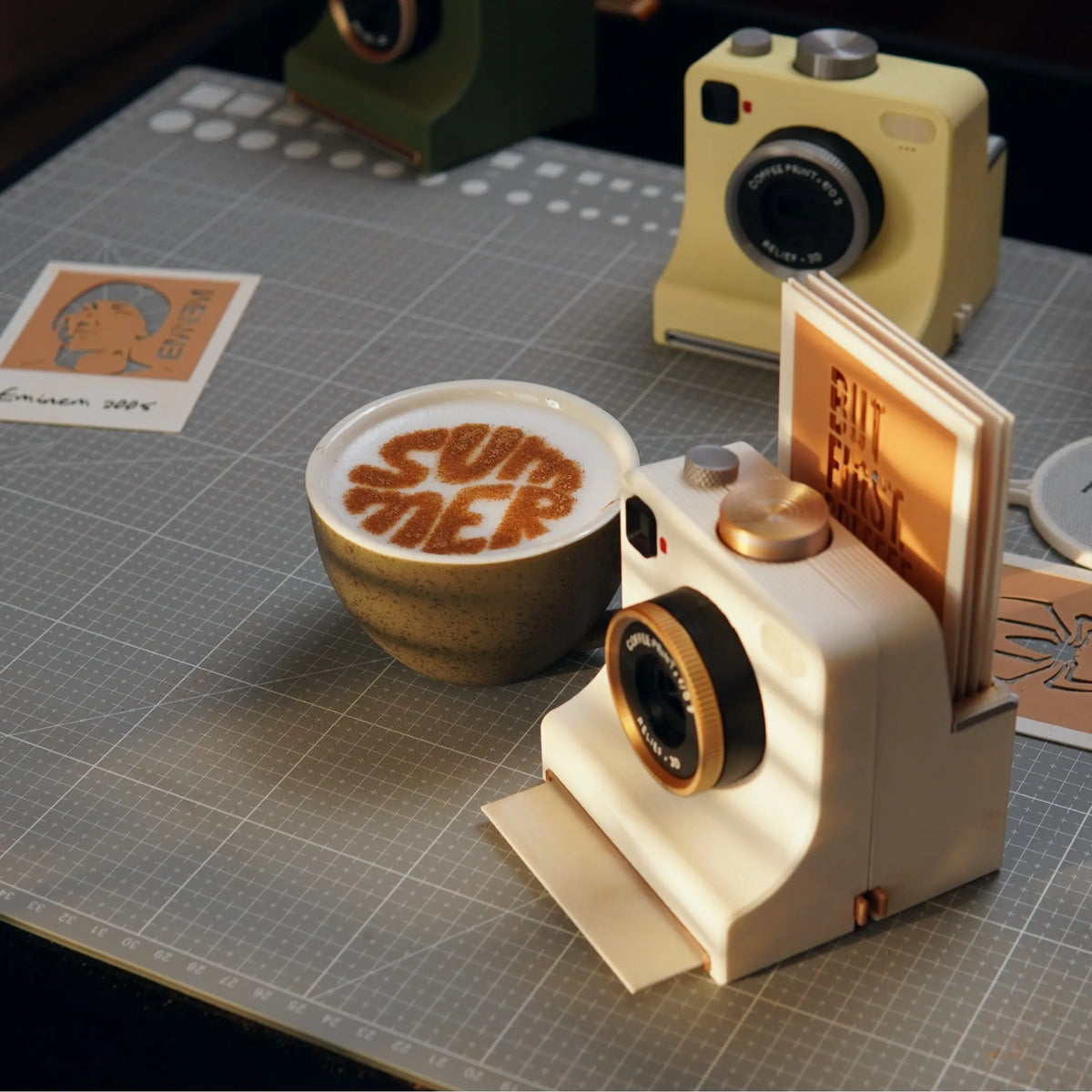🔥 Retro kaffekonstkamera – Mekanisk latte-schablonpress