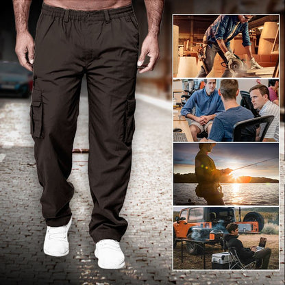 🌲👖 Hållbara friluftsbyxor med elastisk midja och fickor