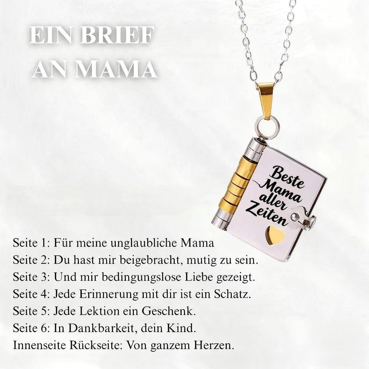 💖📖 50% RABATT! Öppningsbart Hjärtbokhalsband – Speciell gåva till familj & nära och kära ✨