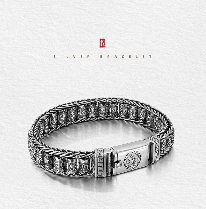 💎 50% RABATT! 💎 Tibetanskt bönehjulsarmband – 925 sterlingsilver, lyckobringare och alla hjärtans dag-present