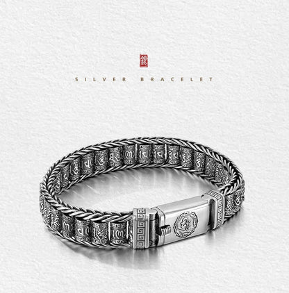 💎 50% RABATT! 💎 Tibetanskt bönehjulsarmband – 925 sterlingsilver, lyckobringare och alla hjärtans dag-present