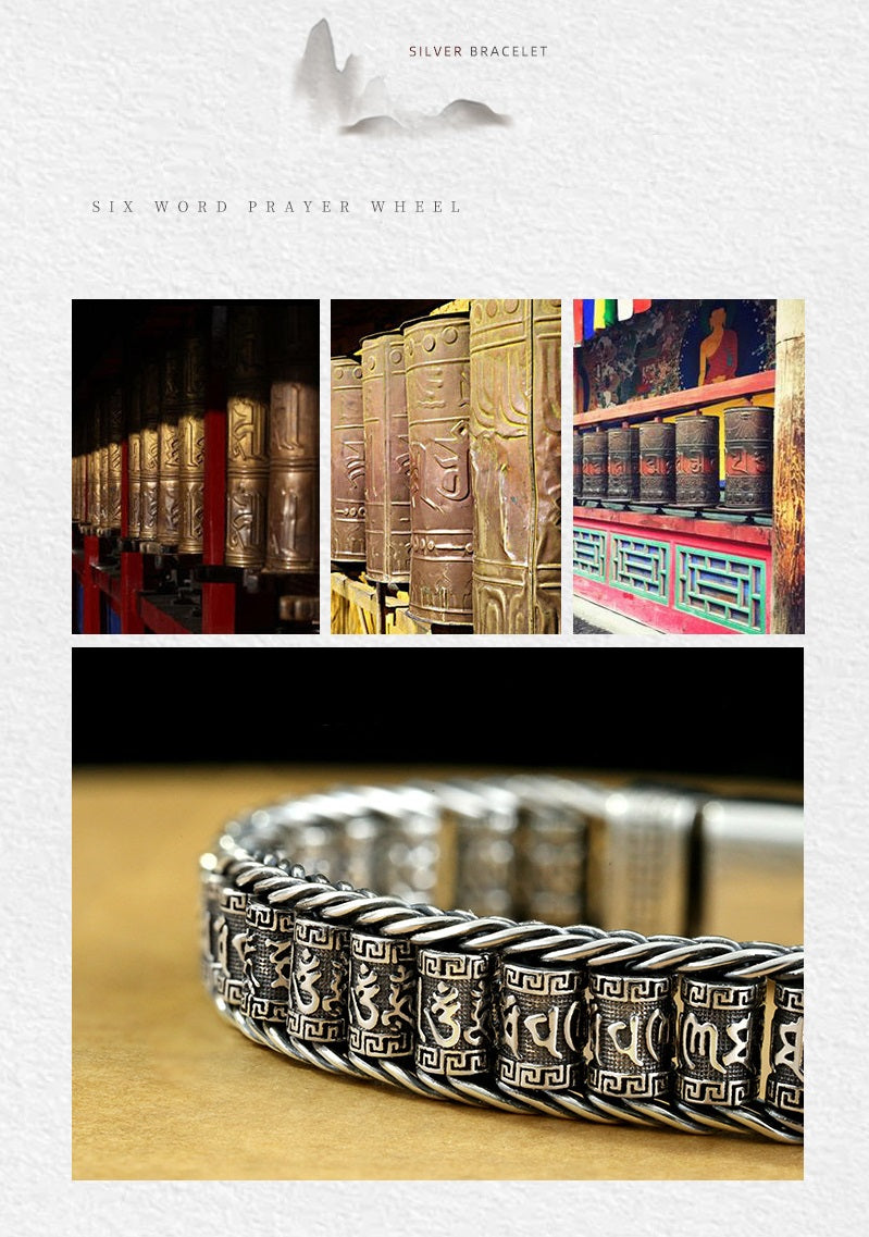 💎 50% RABATT! 💎 Tibetanskt bönehjulsarmband – 925 sterlingsilver, lyckobringare och alla hjärtans dag-present
