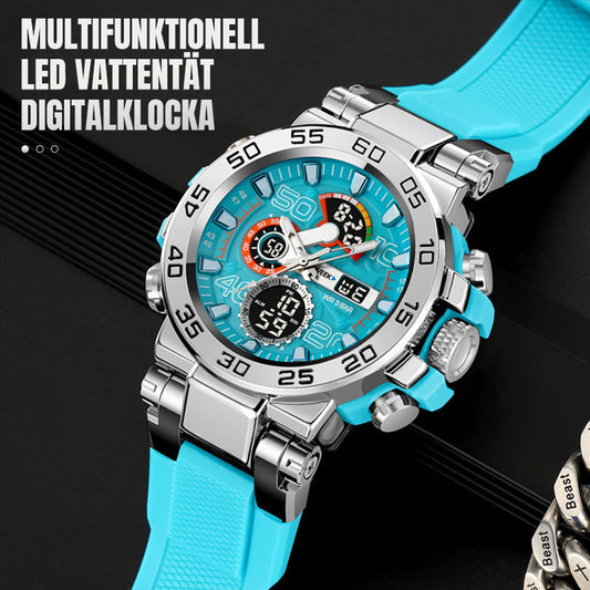 Multifunktionell LED-vattentät digital klocka