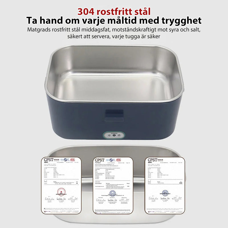 🍱 50 % RABATT NU! 🔥 Bärbar elektrisk matlåda för matvärmare – 1,8 L, rostfritt stål & inbyggda bestick 🥢