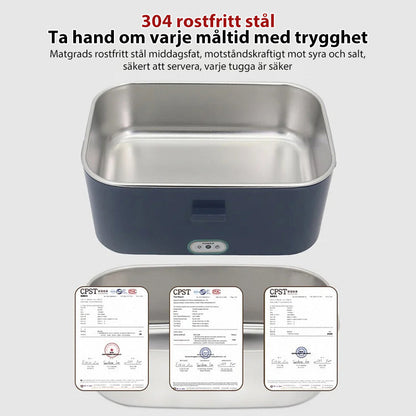 🍱 50 % RABATT NU! 🔥 Bärbar elektrisk matlåda för matvärmare – 1,8 L, rostfritt stål & inbyggda bestick 🥢