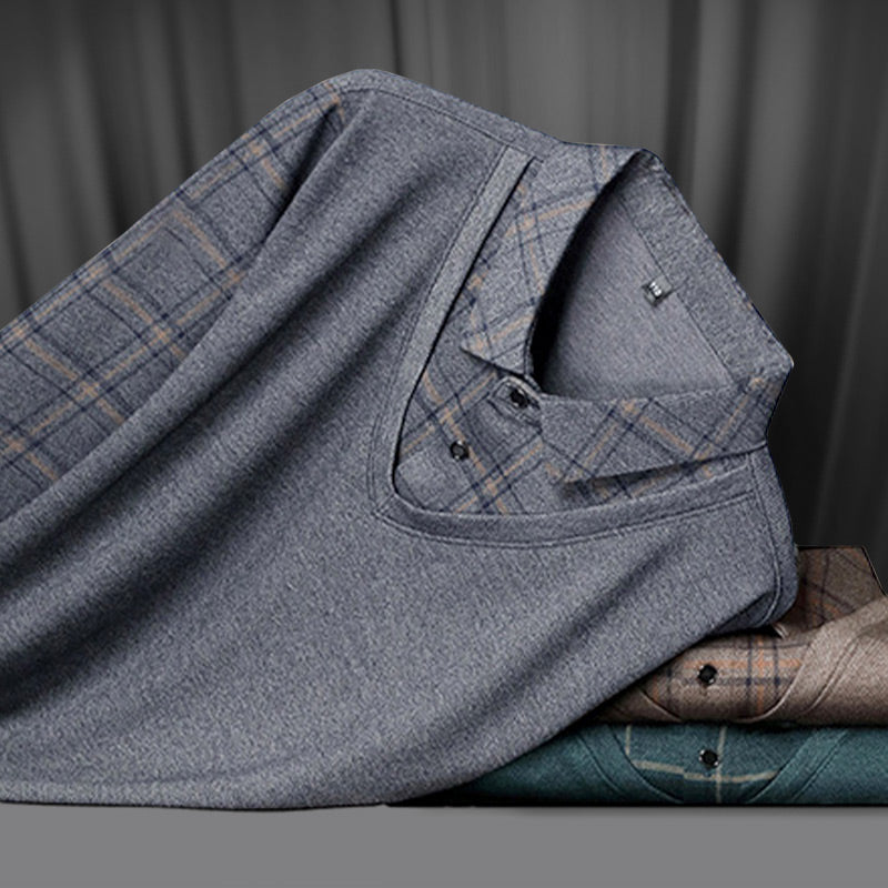 🔥Tidig höstspecial - 51% rabatt🔥Herrtröjor med långärmad krage, toppar med slag och pikétröjor med business casual-mönster