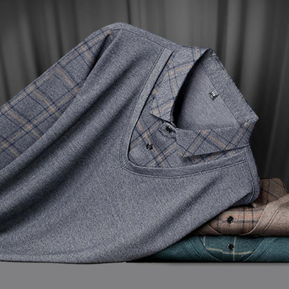 🔥Tidig höstspecial - 51% rabatt🔥Herrtröjor med långärmad krage, toppar med slag och pikétröjor med business casual-mönster