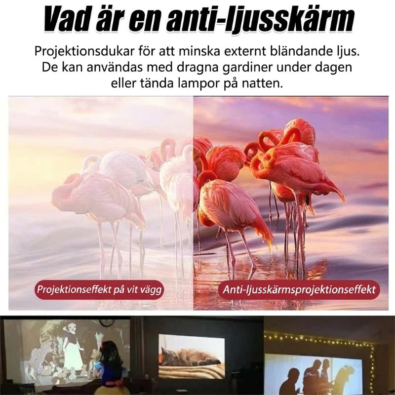 Vikbar anti-veck bärbar projektor filmskärm för hemmabio med antibländning
