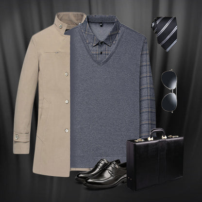 🔥Tidig höstspecial - 51% rabatt🔥Herrtröjor med långärmad krage, toppar med slag och pikétröjor med business casual-mönster