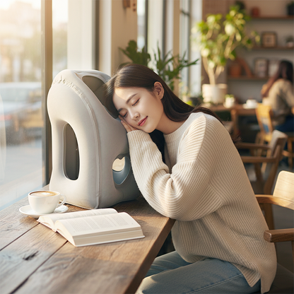 📢📢50% RABATT NU!! ⏰ Bärbar, uppblåsbar, ergonomisk resekudde: njut av en bekväm natts sömn när som helst, var som helst 🧳💤