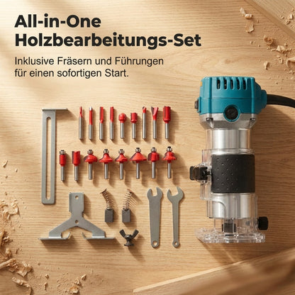 🛠️ Kraftfull 800 W träbearbetningsfräs 🎯 Komplett set med fräsar och kantfräsar