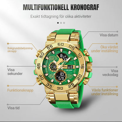 Multifunktionell LED-vattentät digital klocka