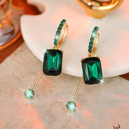 💎 BEGRÄNSAD TID 50% RABATT! ✨ Vintage Syntetisk Diamant Hängörhängen – Clip-On, Elegant Dangle ✨
