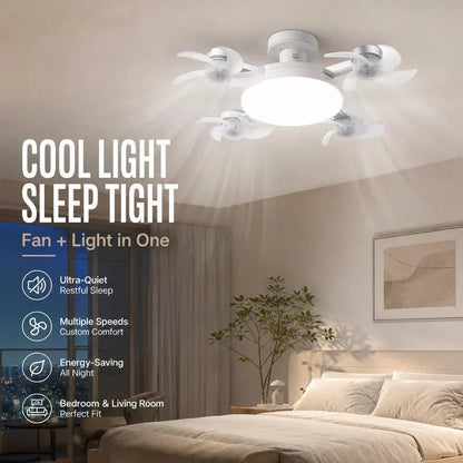 🌀49 % RABATT JUST NU! 💡Hopfällbar takfläkt med belysning och fjärrkontroll – energisnål kylning och belysning för sovrummet och hemmet