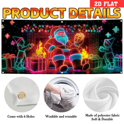 🎇🚪 UV-aktiverad julbanner för garageportar, lyser i mörkret🔥🎉