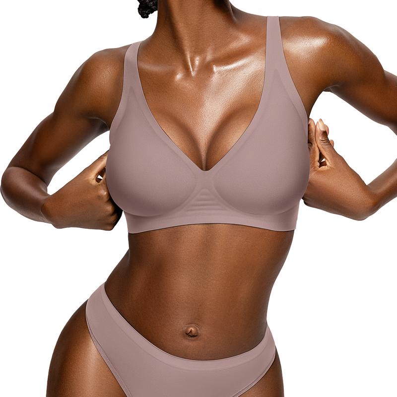 🔥  SISTA DAGEN-ERBJUDANDE – 50 % RABATT🔥Bekväma trådlösa behåar för kvinnor Push-up-braletter Sömlösa T-shirt-behåar Behåar med djup V-ringning Behåar för vardagsbruk