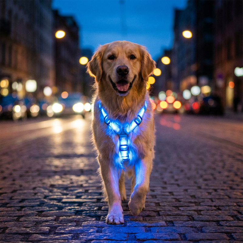 Justerbar LED-Hundsele Lysande Blinkande Bröstsele för Husdjur